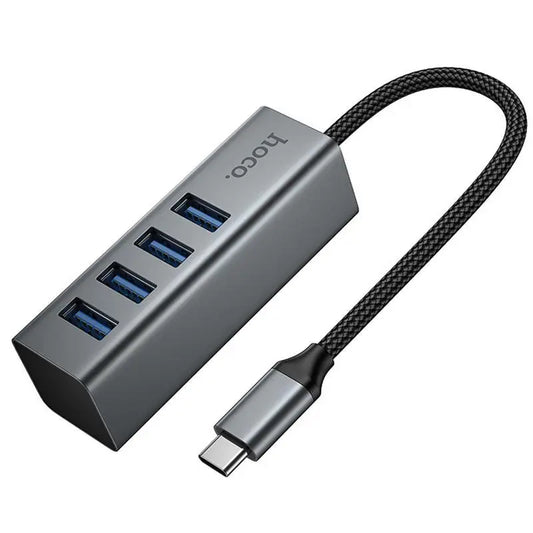 Adaptador Hub Hoco Hb1c Tipo C 4 en 1 Usb 3.0 Gris