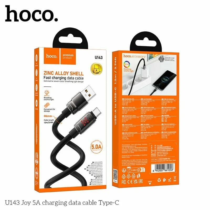 Cable Usb a Tipo C Hoco U143 1,2 Metro Negro – imagen 4