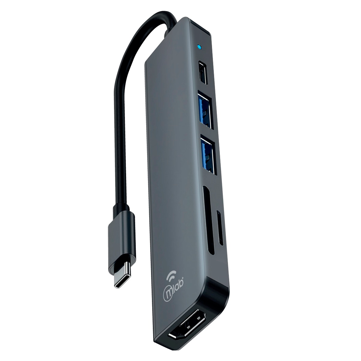 Adaptador Hub Mlab 10020 6 En 1 Sd/Tf Hdmi Usb Tipo C Gris