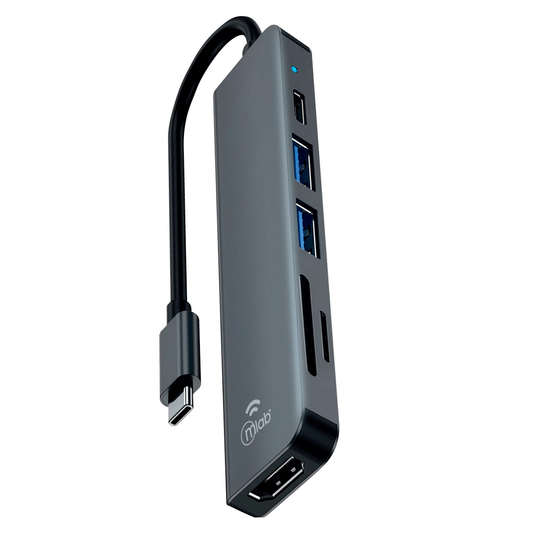 Adaptador Hub Mlab 10020 6 En 1 Sd/Tf Hdmi Usb Tipo C Gris