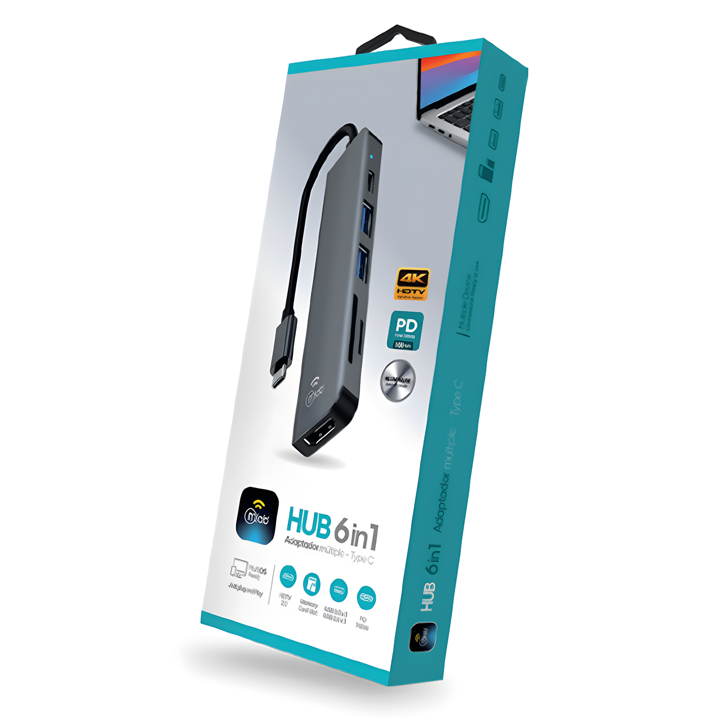 Adaptador Hub Mlab 10020 6 En 1 Sd/Tf Hdmi Usb Tipo C Gris