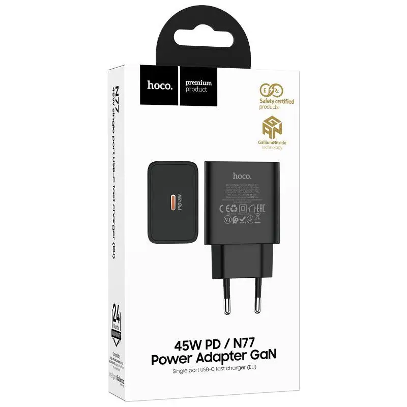 Cargador Carga Rapida Hoco N77 Usb C 45w Negro – imagen 2