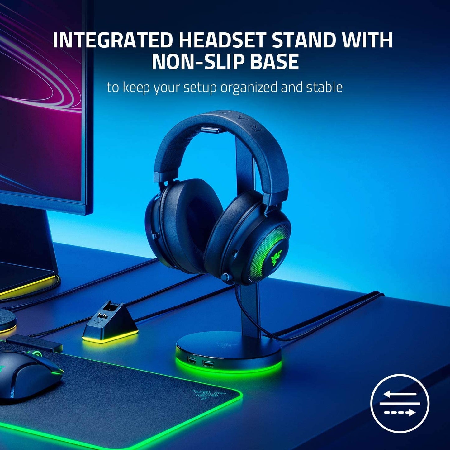 Soporte De Audifonos Razer Base Station V2 Chroma Usb Hub Negro – imagen 2