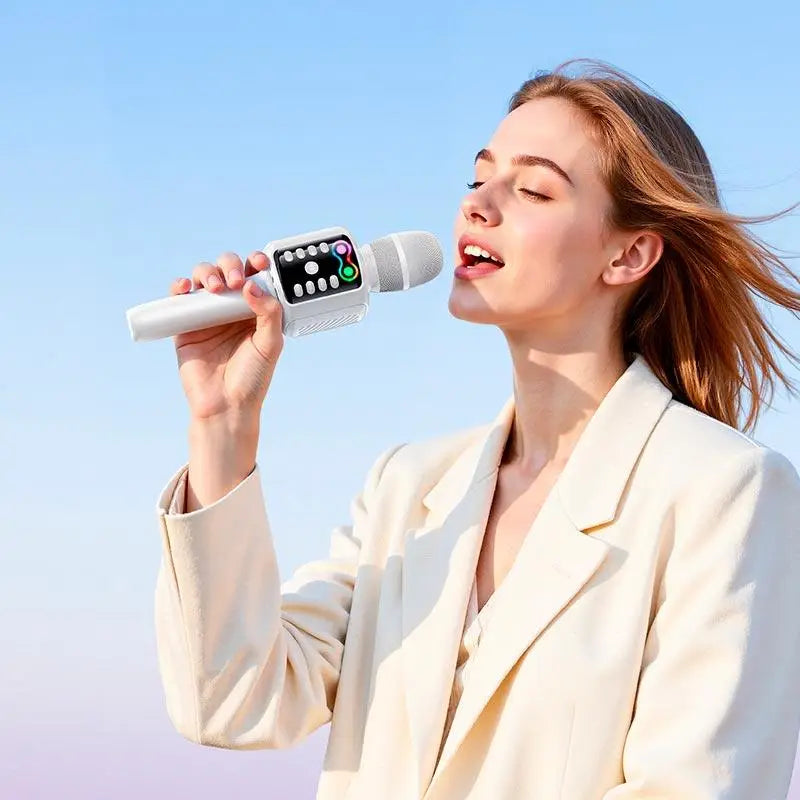Micrófono Karaoke Bluetooth Hoco L24 Rgb Usb Tf Aux Azul – imagen 3