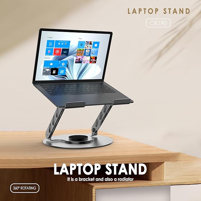 Soporte Base Para Notebook Lenyes Cr190 Aluminio 360 Grados Gris – imagen 4