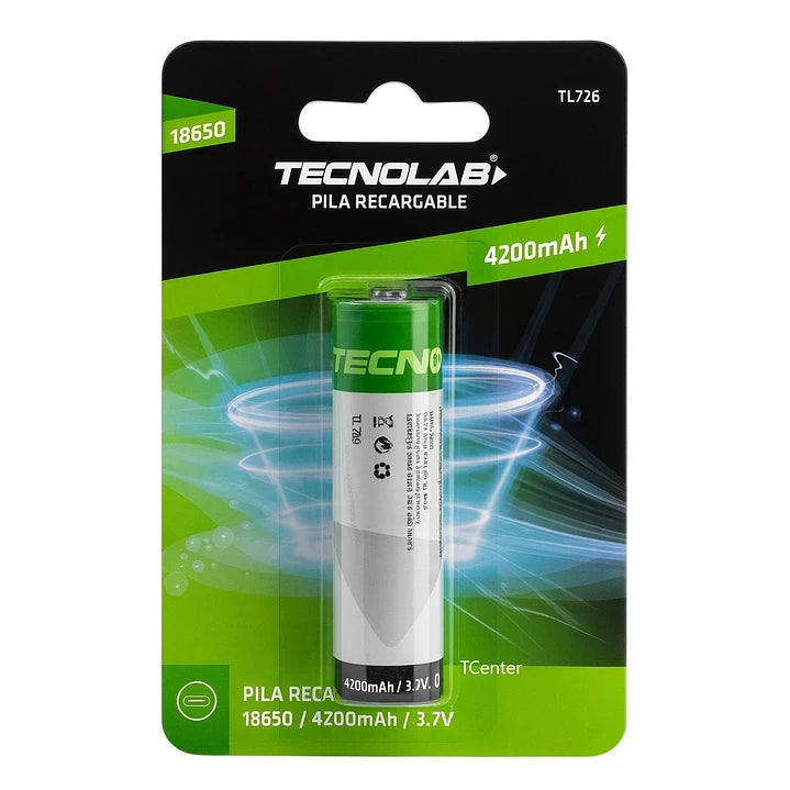 Batería Recargable 18650 3.7v Litio Tecnolab 4200mha Blanco