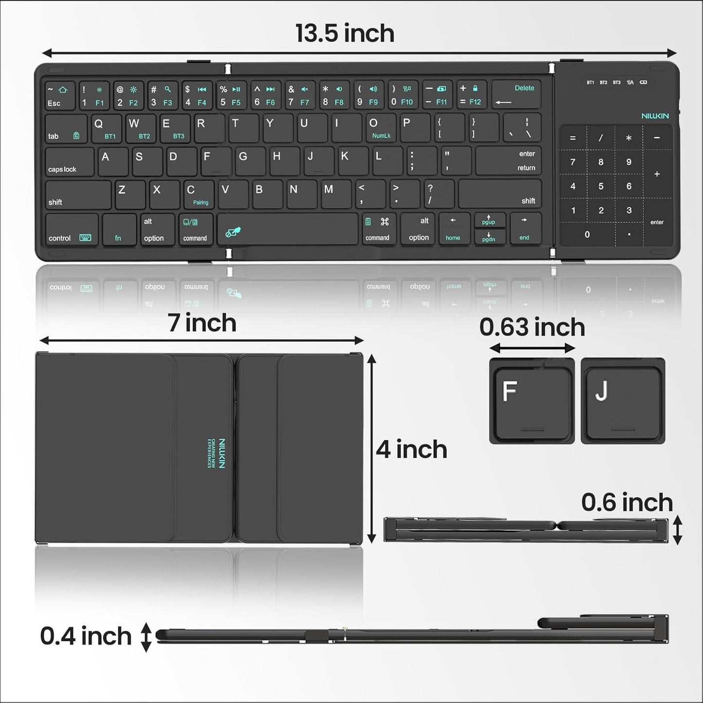 Teclado Mini Inalámbrico Bluetooth Plegable Nillkin Cube Español Negro – imagen 4