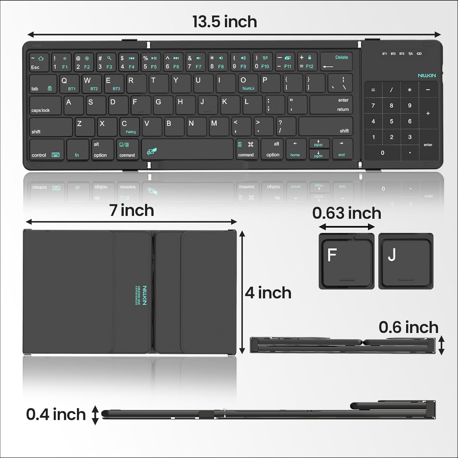 Teclado Mini Inalámbrico Bluetooth Plegable Nillkin Cube Español Negro – imagen 4