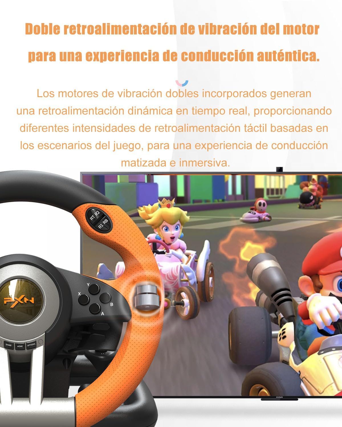 Kit Volante Con Pedales Pxn V3 Pro Para Pc Ps4 Xbox Switch Naranjo – imagen 3