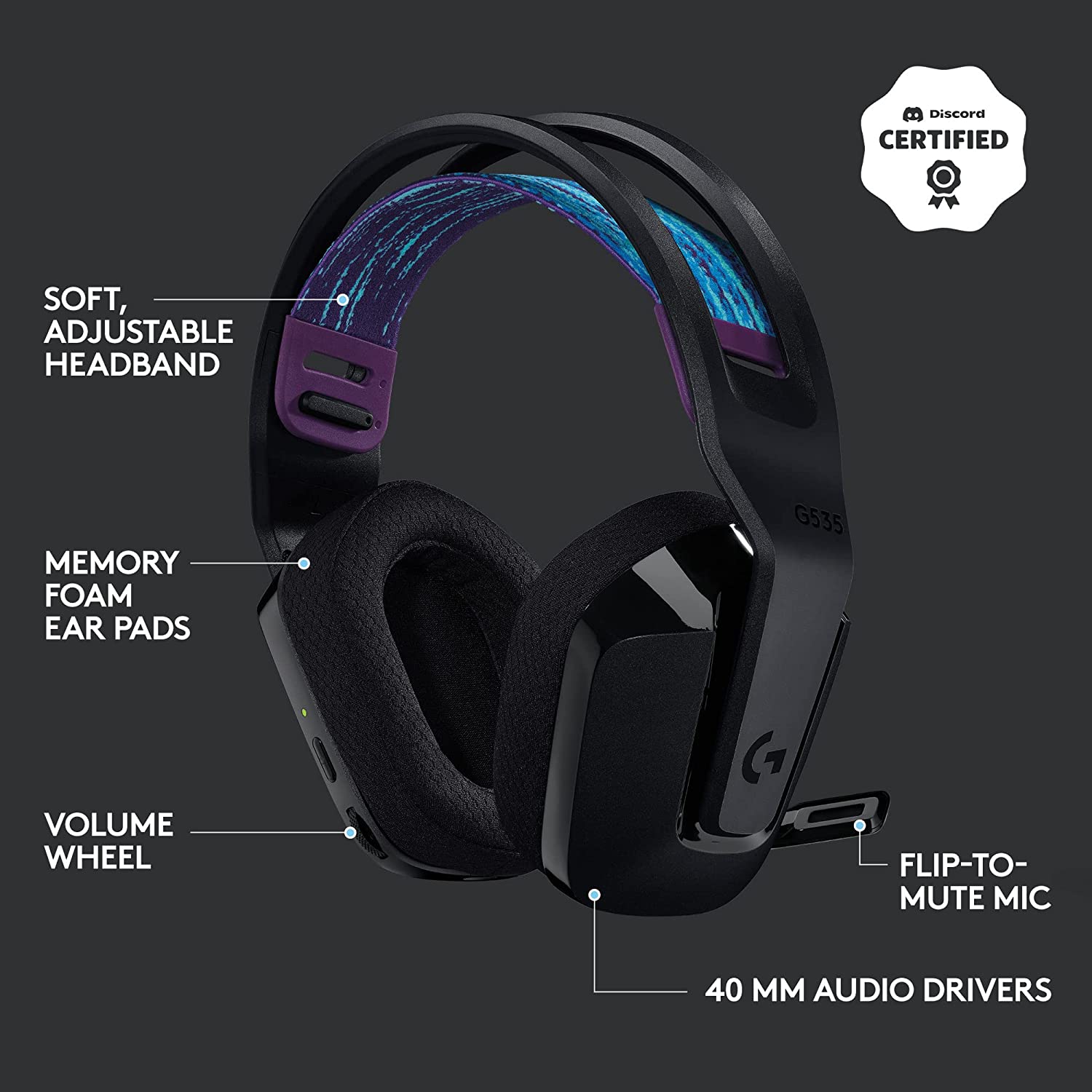 Audifonos Gamer Logitech G535 Inalámbrico Lightspeed Negro – imagen 6