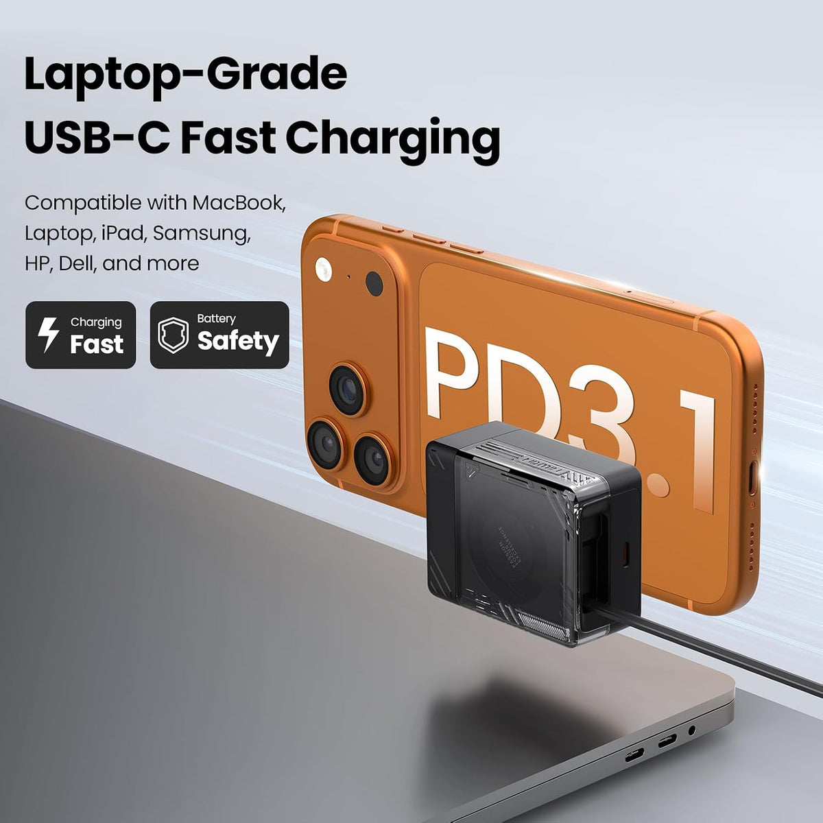 Cargador Nillkin IceCore 65W GaN con Cable USB-C Retráctil