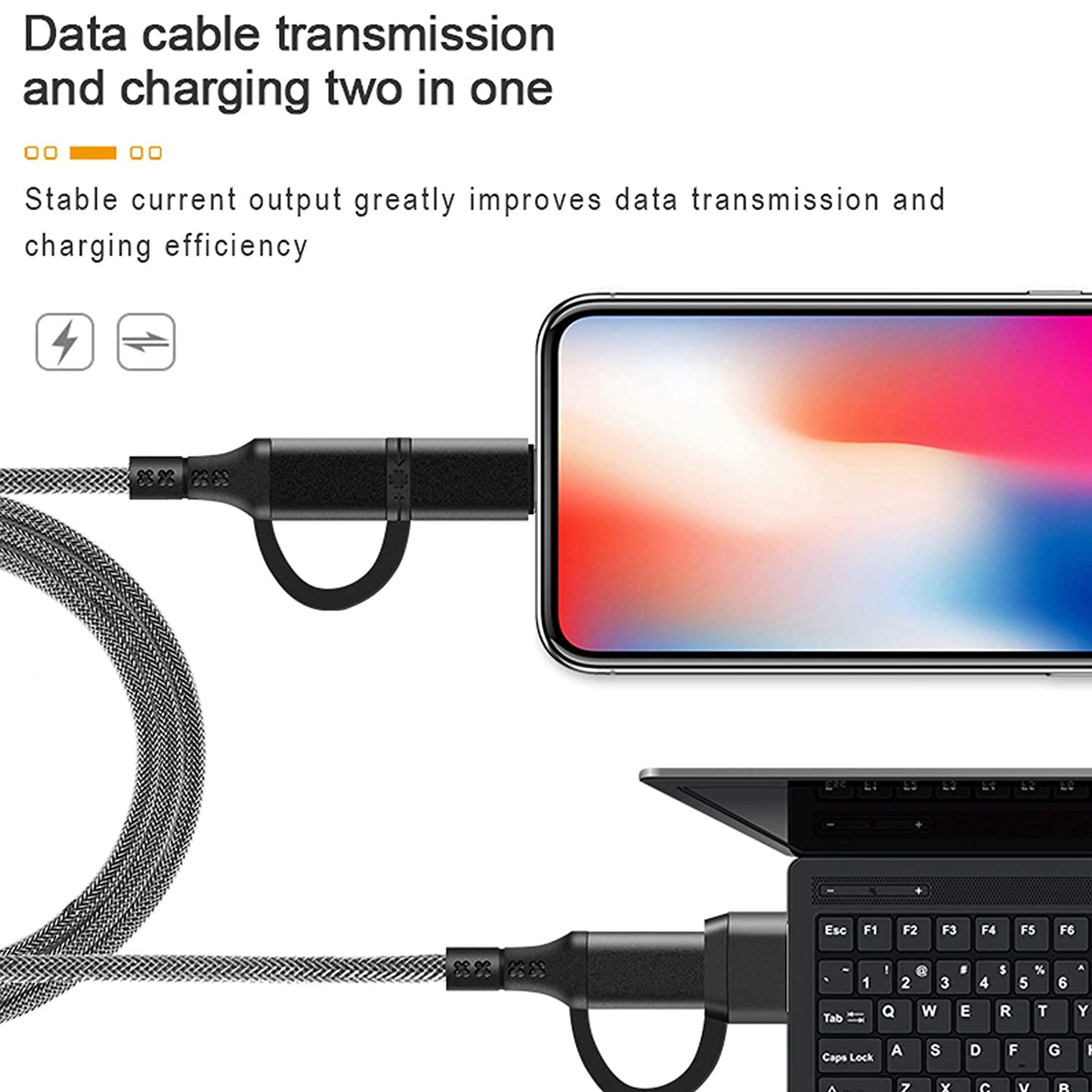 Cable Multifuncional 4 en 1 Multi Usb Lighting Tipo C Negro – imagen 4