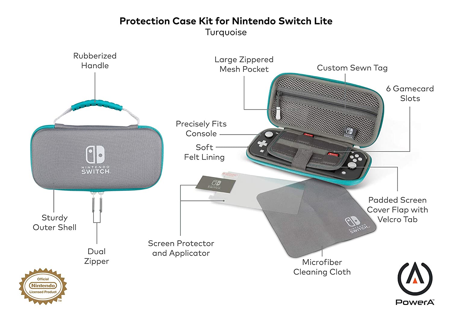 Bolso Protector Powera Nintendo Switch Lite Gris Celeste – imagen 7
