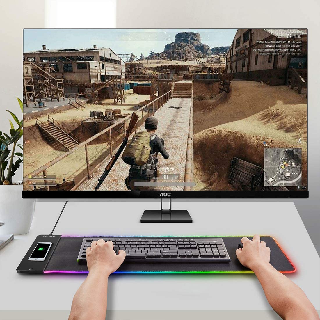 Mousepad Gamer Philips L604 Rgb XL Carga Inalámbrica Negro – imagen 3