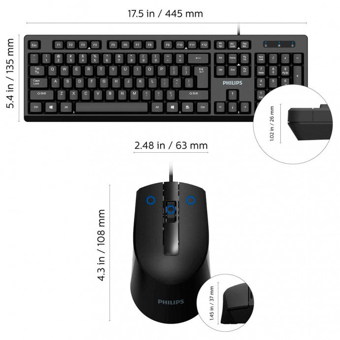 Combo Teclado + Mouse C234 Philips Negro – imagen 3