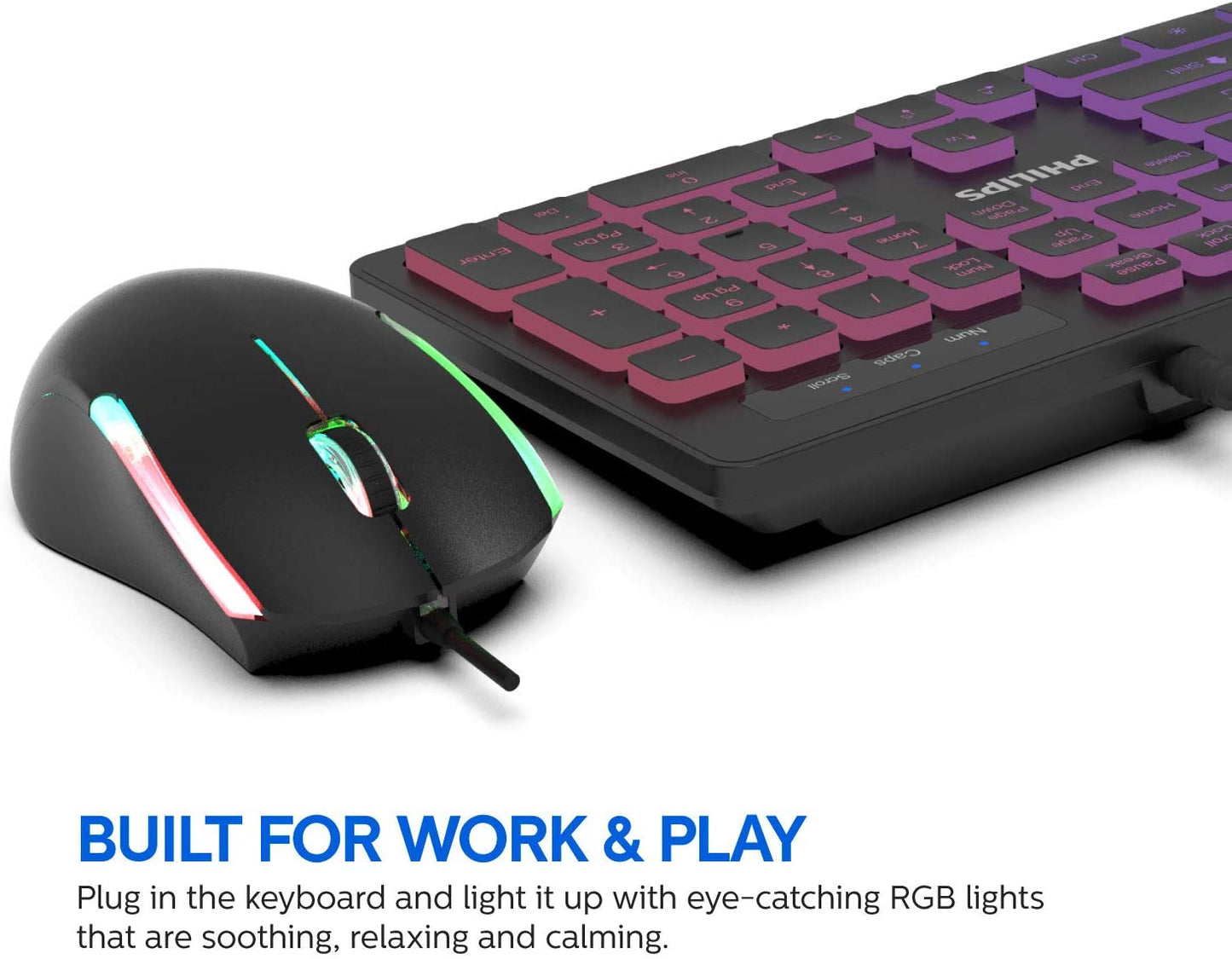 Combo Kit Gamer Teclado y Mouse Philips Iluminado Negro – imagen 3