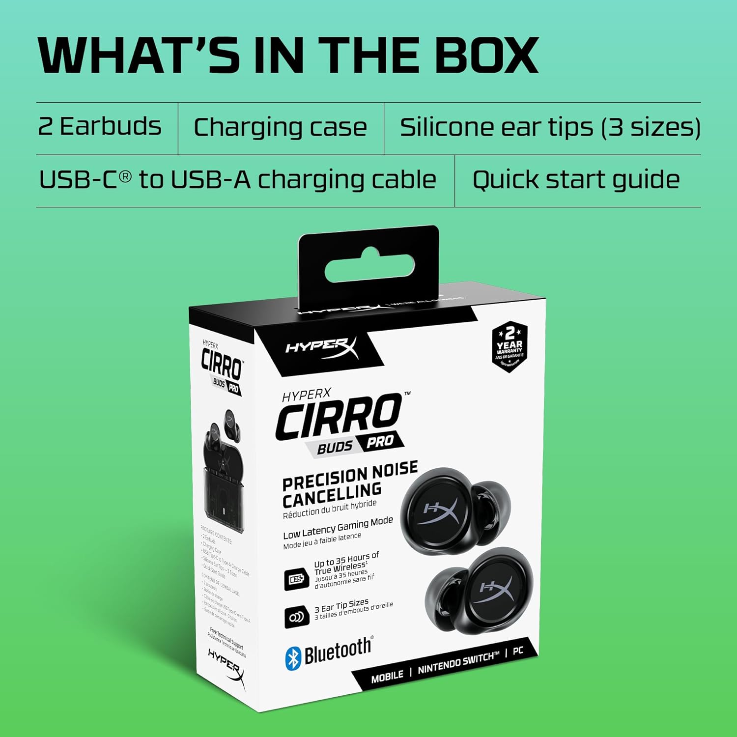 Audífonos Gamer Bluetooth Hyperx Cirro Buds Pro True Wireless anc Negro – imagen 2