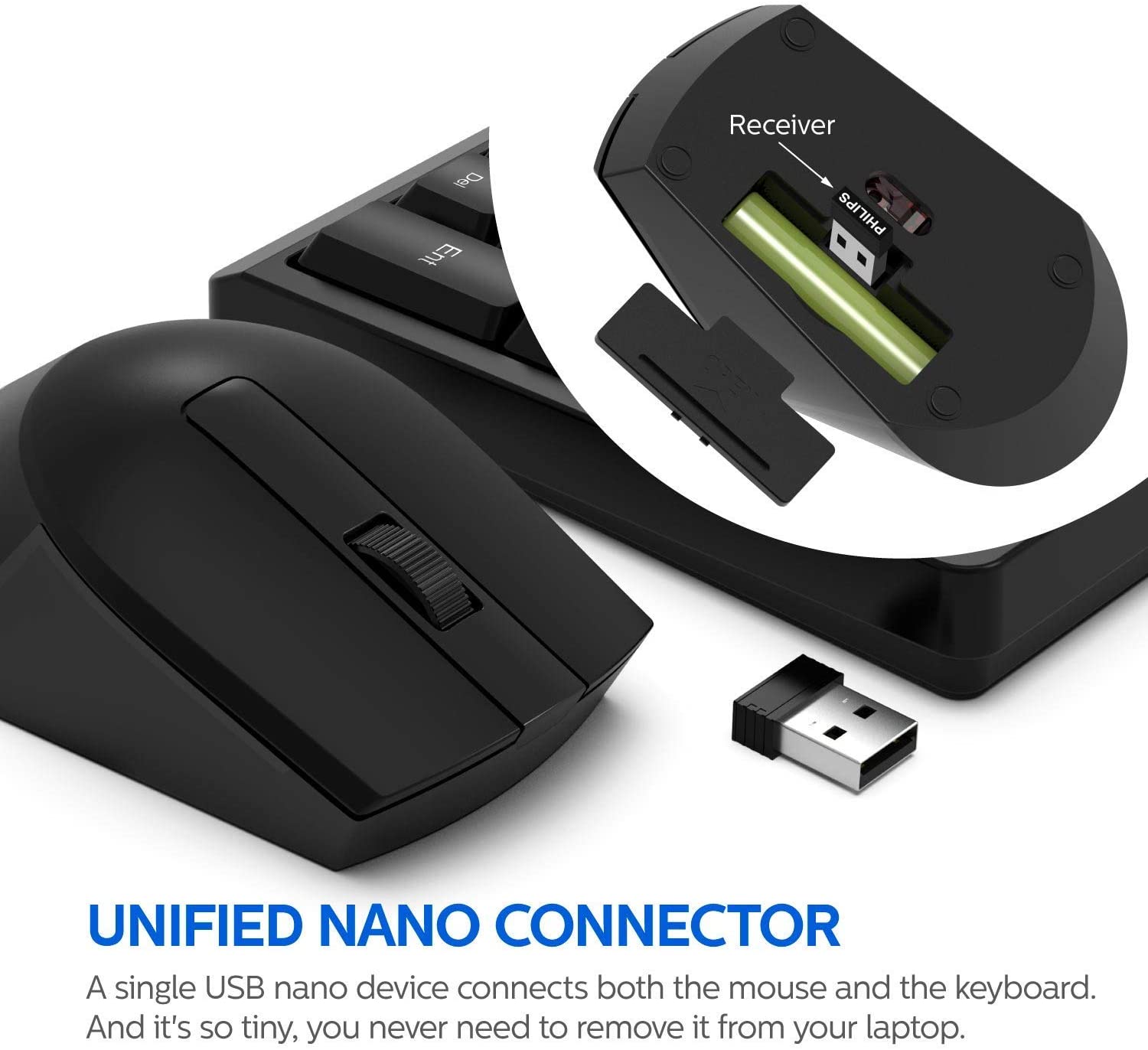 Combo Teclado + Mouse Inalámbrico C354 Philips Negro – imagen 3