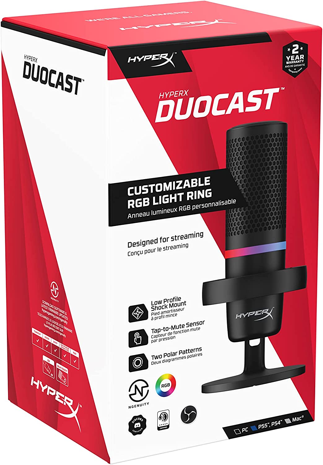 Micrófono Gamer Hyperx Duecast Rgb Pc Mac Negro – imagen 2