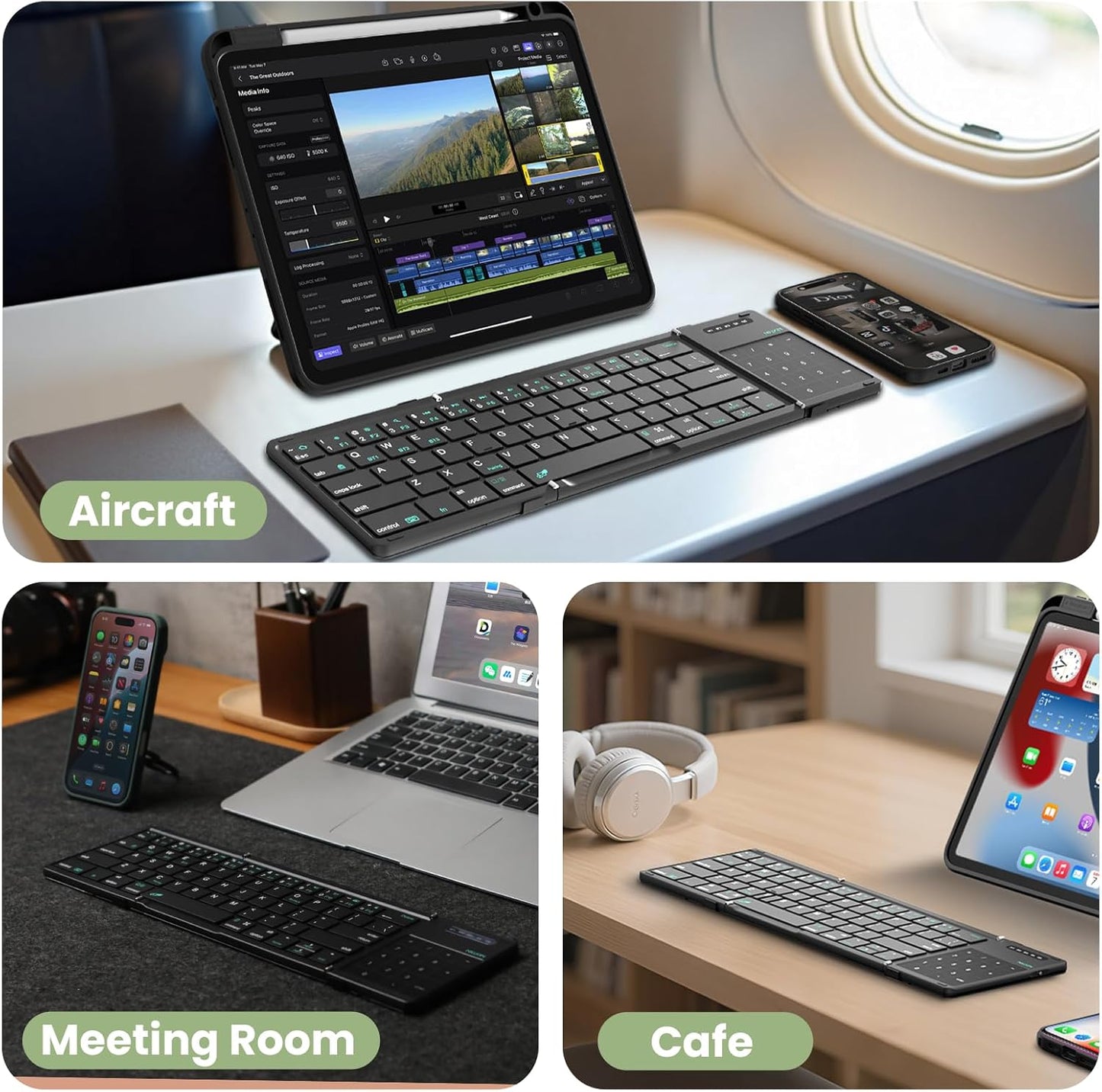 Teclado Mini Inalámbrico Bluetooth Plegable Nillkin Cube Español Negro – imagen 3