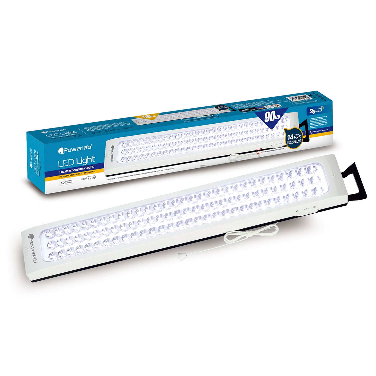 Lampara Emergencia Recargable 90 Led Powerlab Blanco – imagen 2
