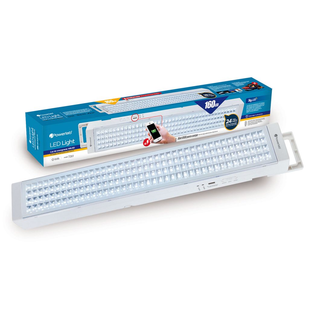 Lampara Emergencia Recargable 160 Led Powerlab Blanco – imagen 2