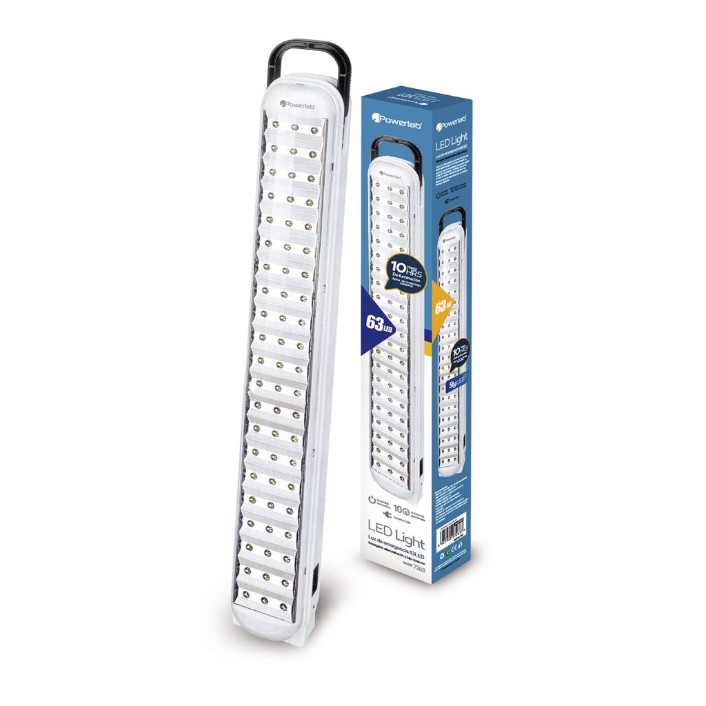 Lampara Emergencia Recargable 63 Led Powerlab Blanco – imagen 3
