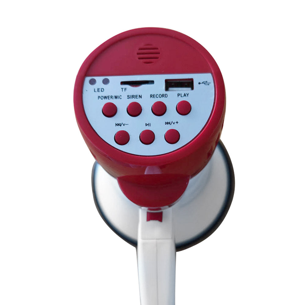 Megáfono Recargable 20w Sirena Graba Voz Recargable Blanco – imagen 2