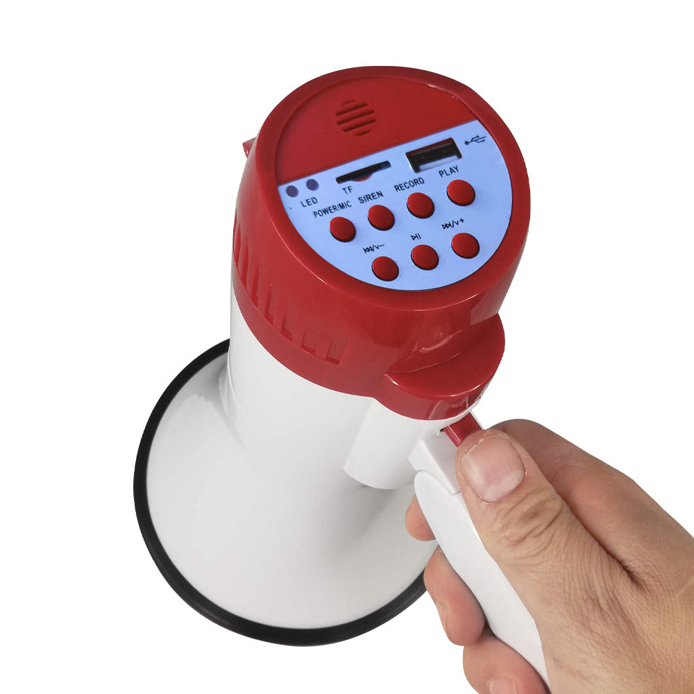 Megáfono Recargable 20w Sirena Graba Voz Recargable Blanco – imagen 5
