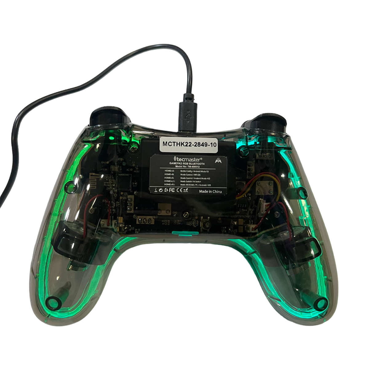 Control Gamepad Bluetooth Tecmaster Pc Rgb Transparente – imagen 7