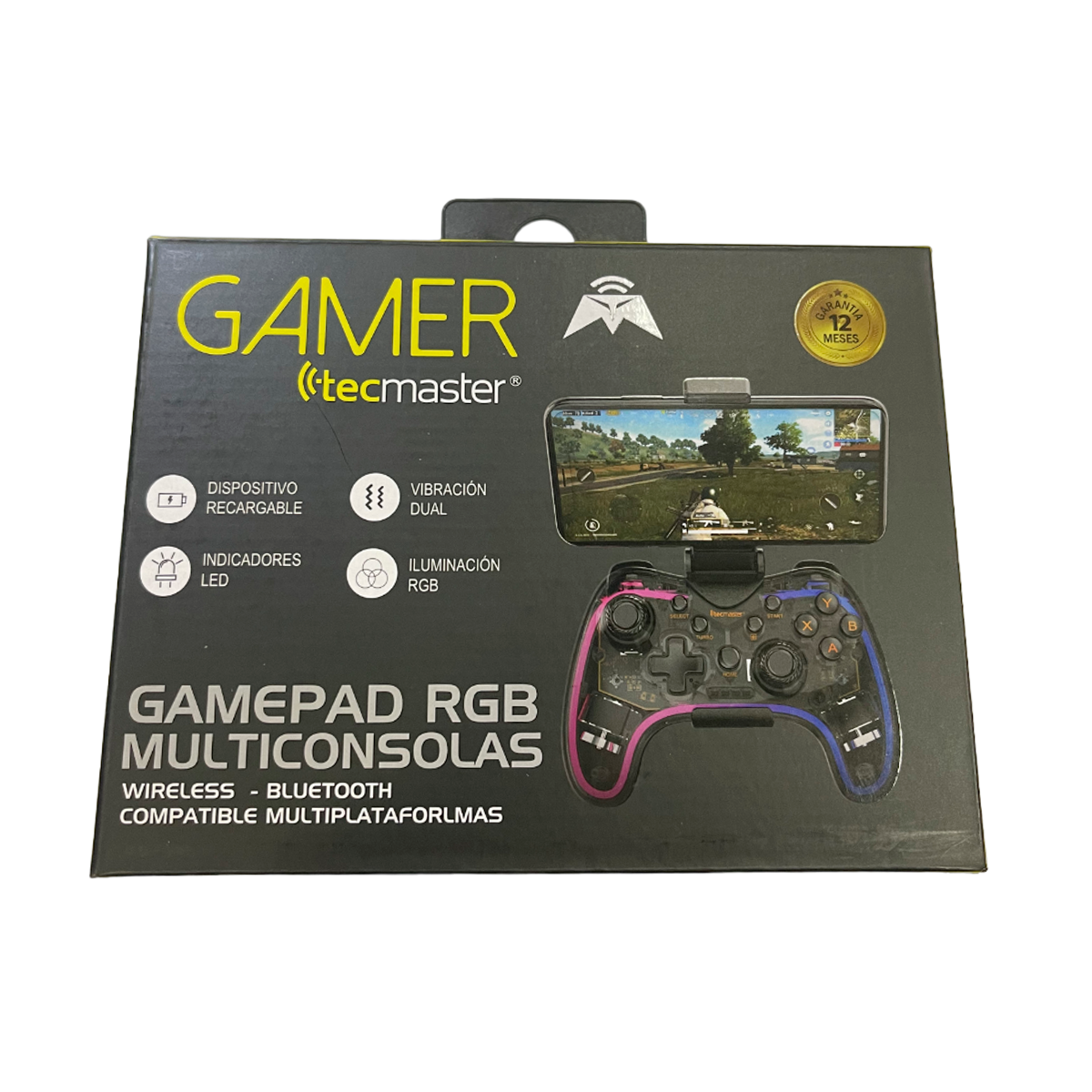 Control Gamepad Bluetooth Tecmaster Pc Rgb Transparente – imagen 3