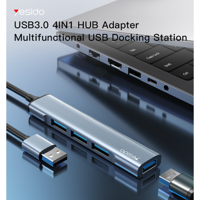 Adaptador Hub Yesido Hb18 4 en 1 Usb Gris – imagen 3