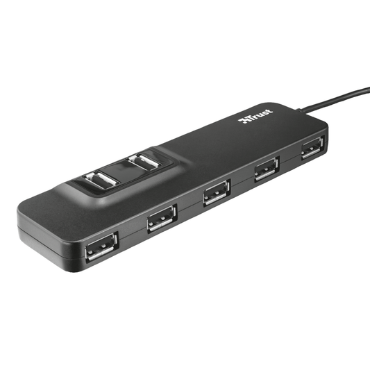 Adaptador Hub Trust Usb 7 Puertos Usb 2.0 Oila Negro