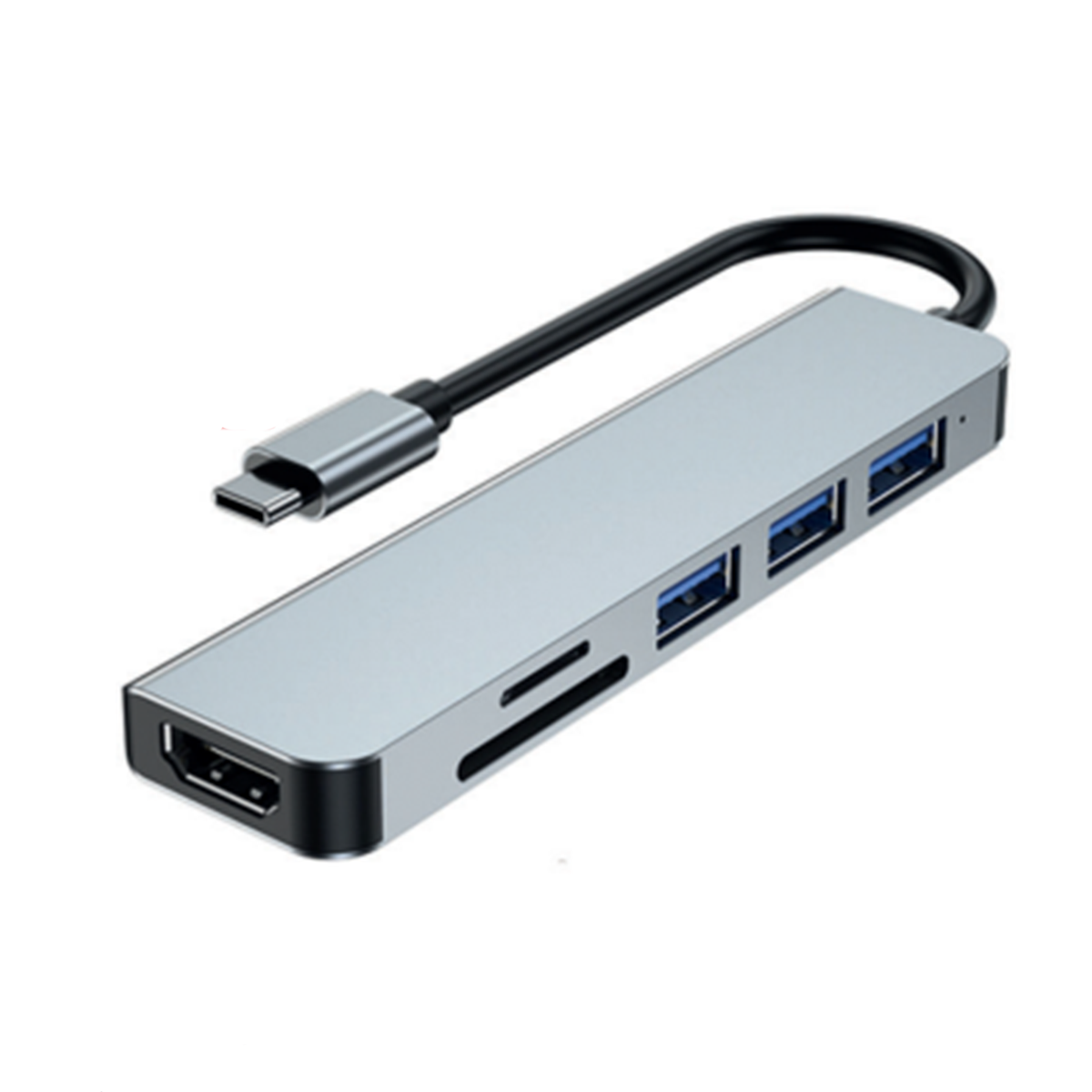Adaptador Hub Tipo C 6 en 1 BYL-2010N3 Gris