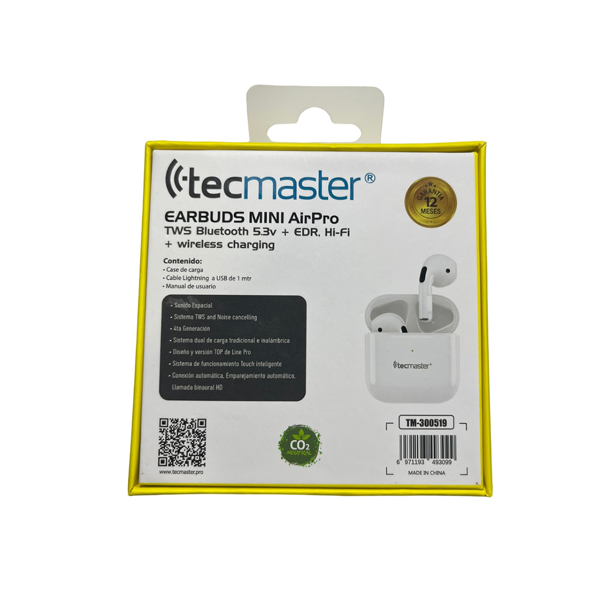 Audifonos Bluetooth Tecmaster Mini Airpro TM-300519 Blanco – imagen 2