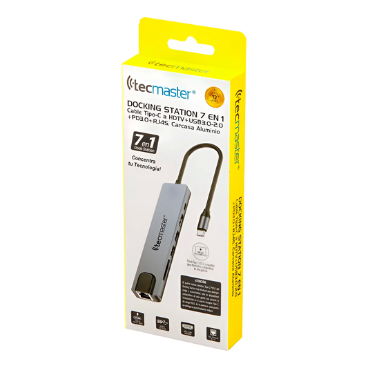Adaptador Hub Tipo C 7 en 1 TM-100550 Tecmaster Gris
