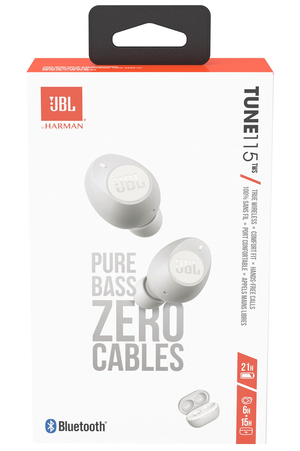 Audífonos Bluetooth Jbl Tune 115 Tws Pure Bass Zero Cables Blanco – imagen 2