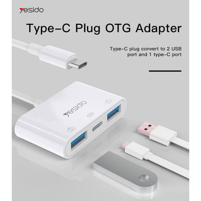 Adaptador Lector Tipo C Hub 3 en 1 Yesido Gs17 Blanco – imagen 3