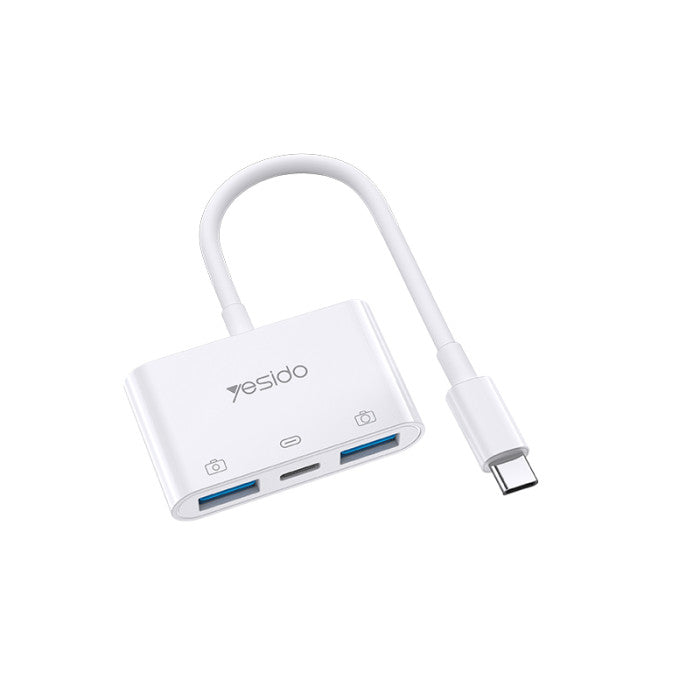 Adaptador Lector Tipo C Hub 3 en 1 Yesido Gs17 Blanco