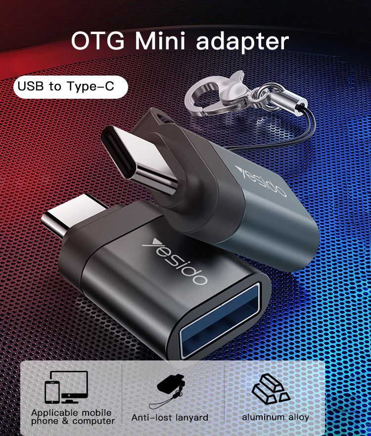 Adaptador Usb a Tipo C Yesido gs06 Negro – imagen 3