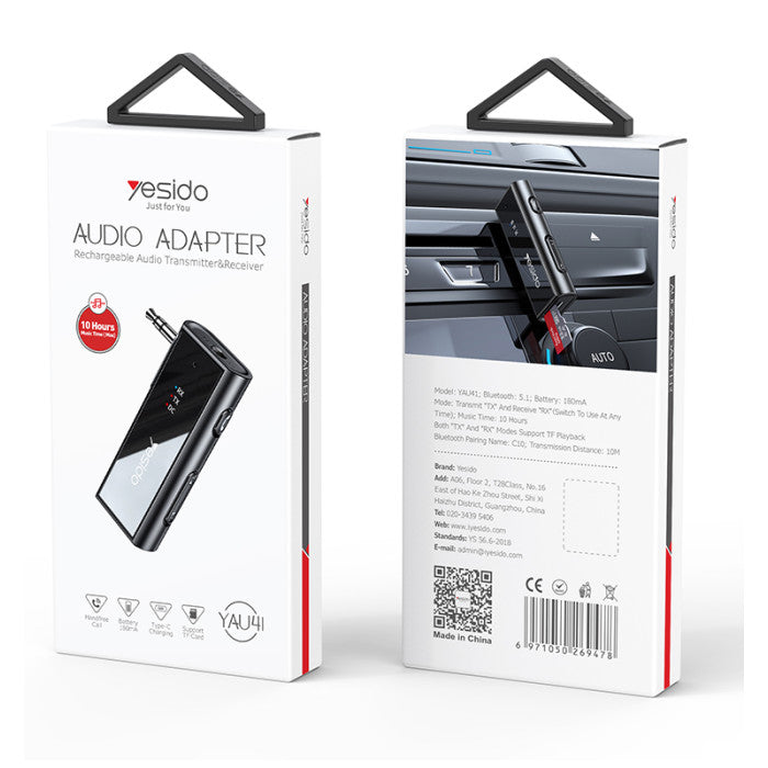Receptor y Transmisor De Audio Bluetooth Yesido Yau41 Negro – imagen 2