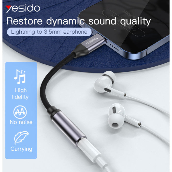 Adaptador Lightning a Jack 3.5mm Yesido Yau21 Gris – imagen 2