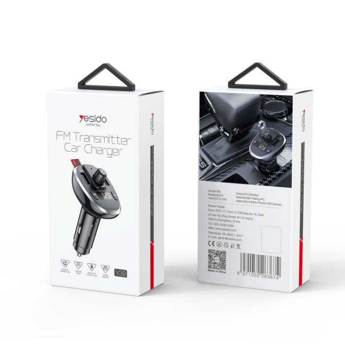 Cargador De Auto Transmisor Bluetooth Yesido Y39 Negro – imagen 2
