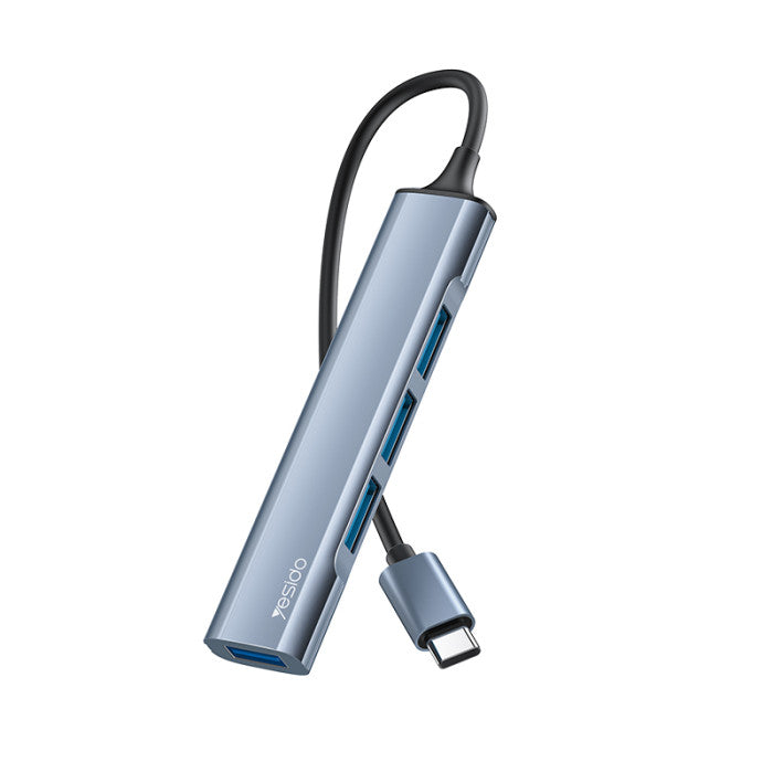 Adaptador Hub Yesido Hb17 4 en 1 Tipo C Gris