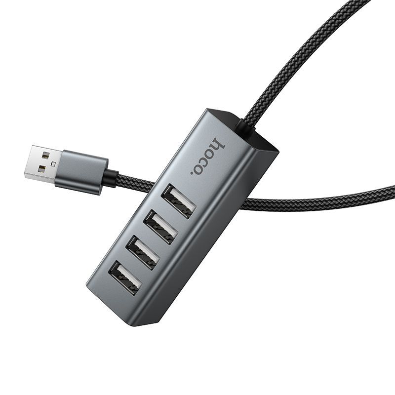 Adaptador Hub Hoco Hb1a Usb 4 en 1 Usb 2.0 Gris – imagen 2