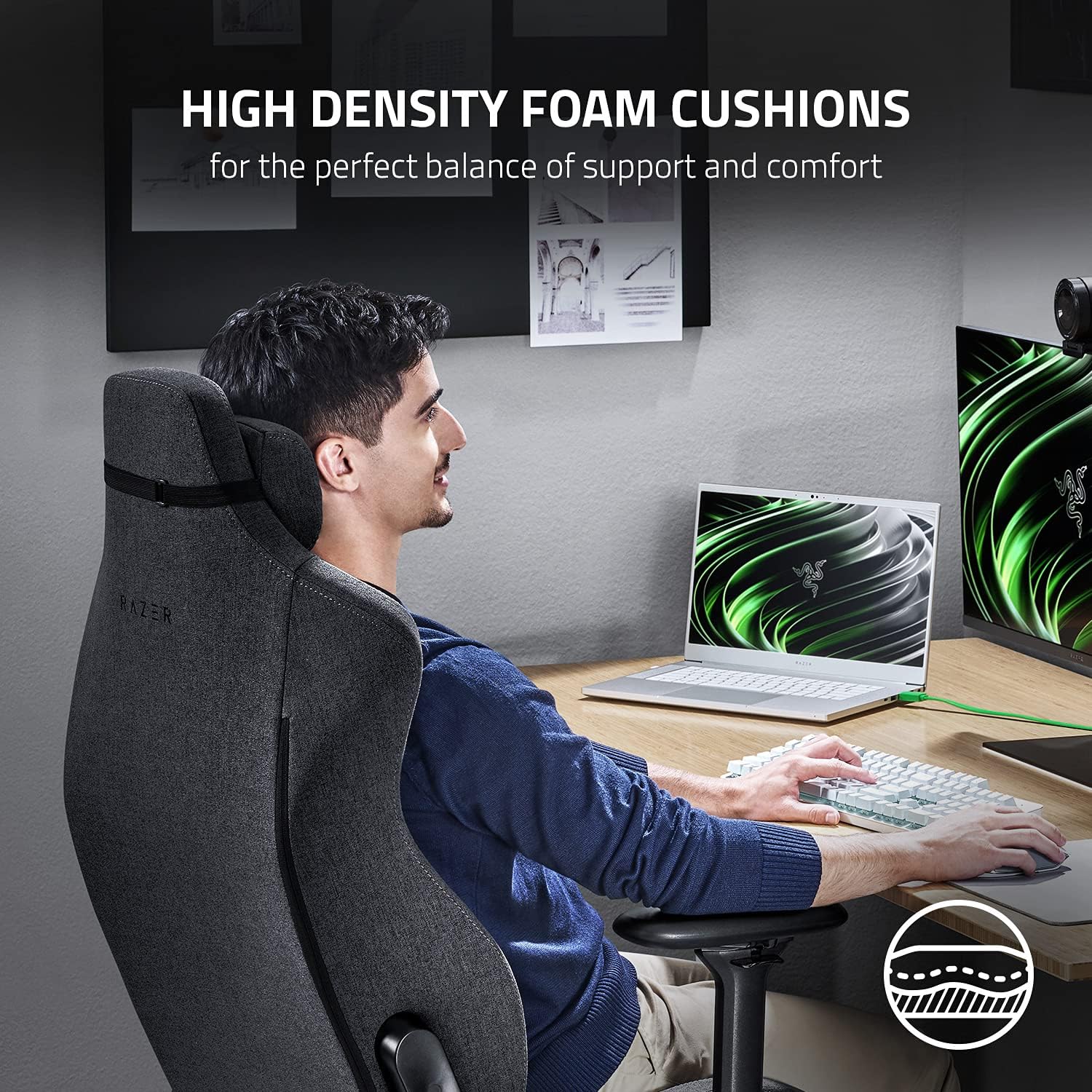Silla Gamer Profesional Razer Iskur XL Dark Fabric Gray – imagen 5
