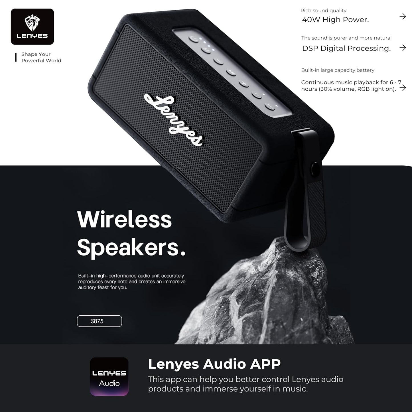 Parlante Bluetooth Lenyes S875 40w Negro – imagen 3