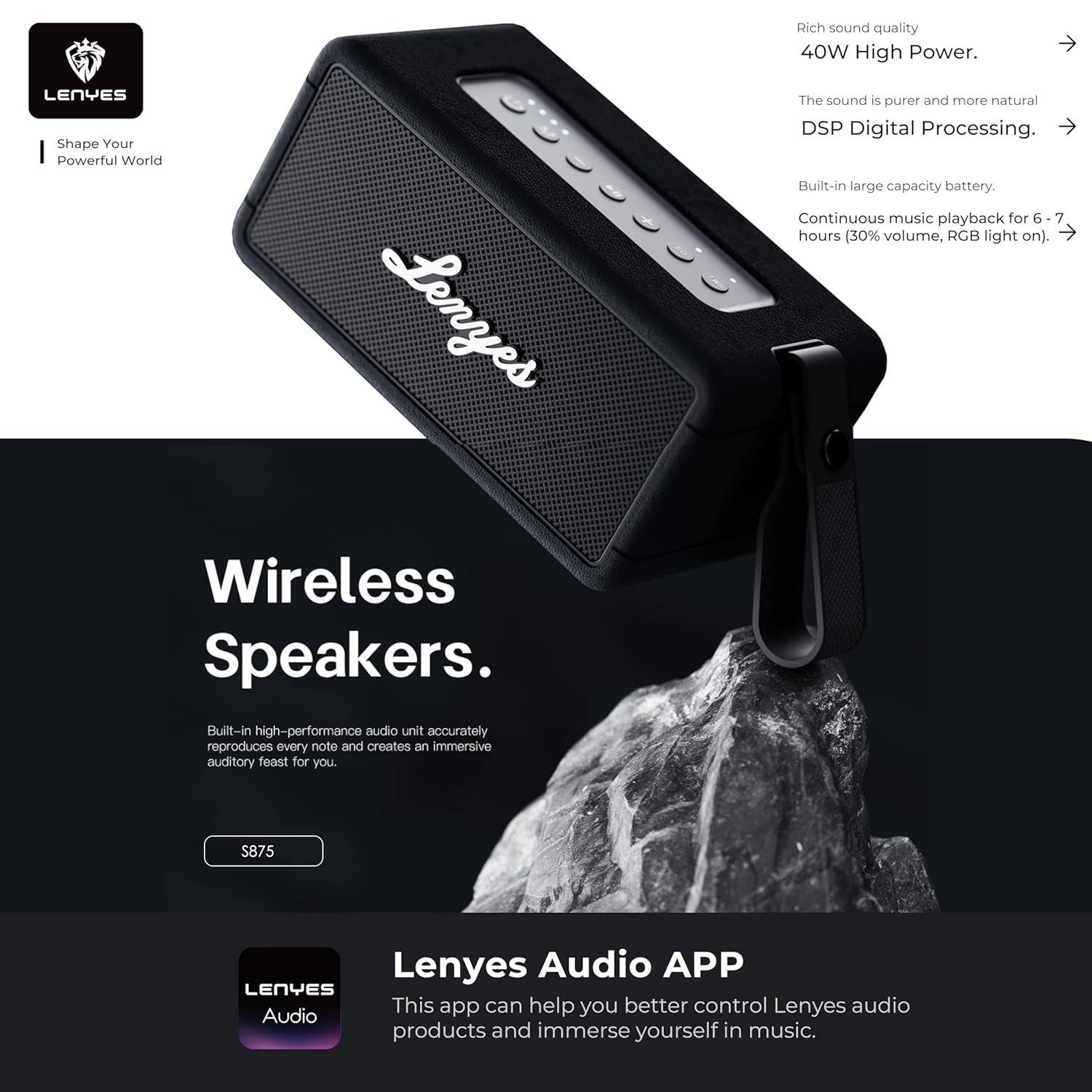 Parlante Bluetooth Lenyes S875 40w Negro – imagen 3
