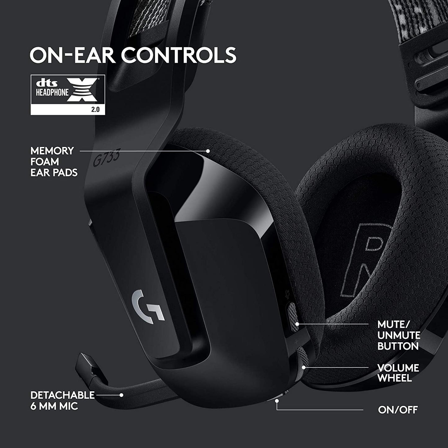 Audífonos Gamer Logitech G733 Inalámbricos Sonido 7.1 RGB Negro – imagen 7