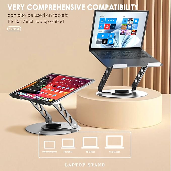 Soporte Base Para Notebook Lenyes Cr190 Aluminio 360 Grados Gris – imagen 2